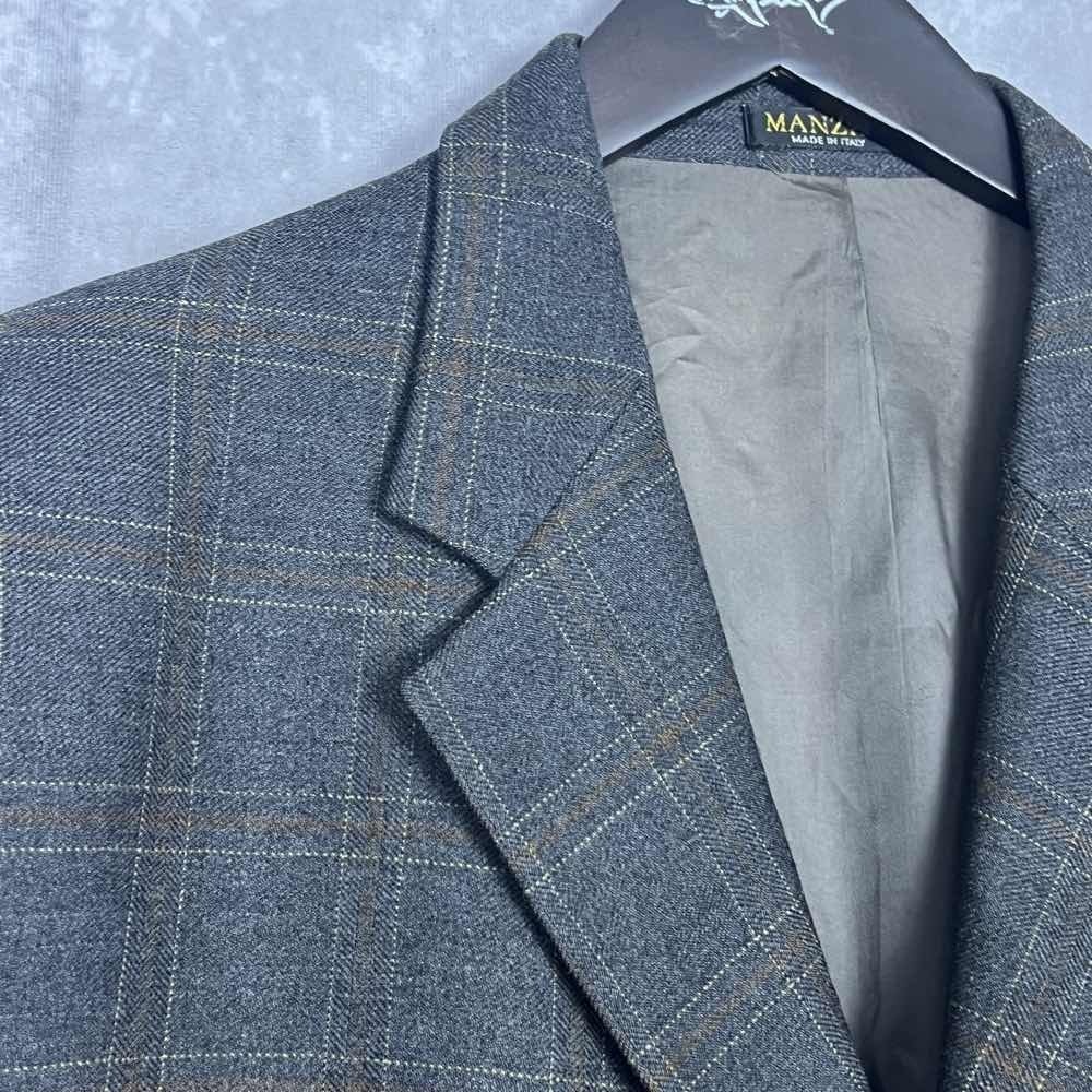 Manzini Uomo Made In Italy Wool Plaid Sport Coat Blazer Jacket Mens